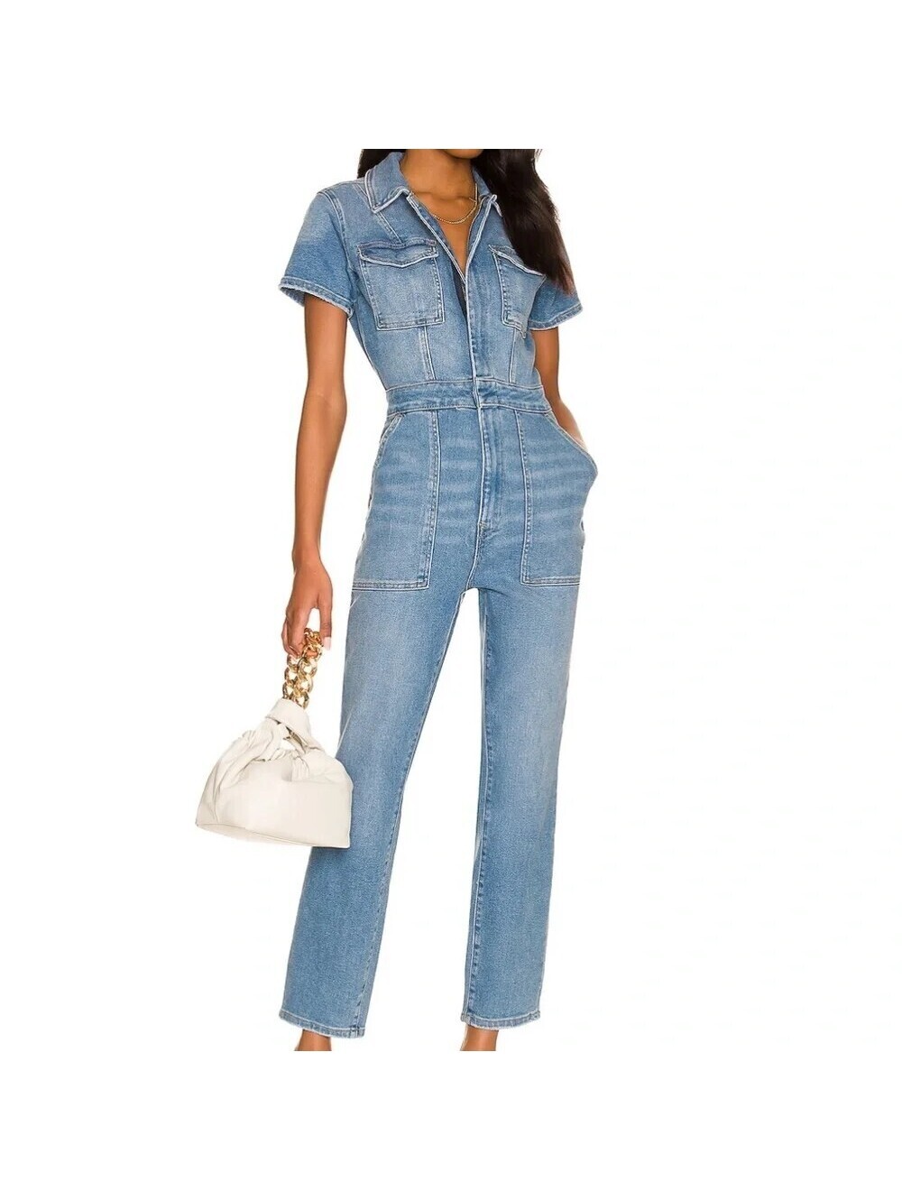 Good American Fit For Success Denim Jumpsuit Size 2 Medium